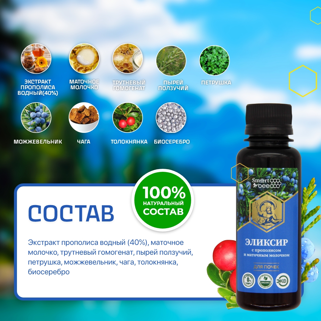 Эликсир травяной на серебряной воде "Для почек"