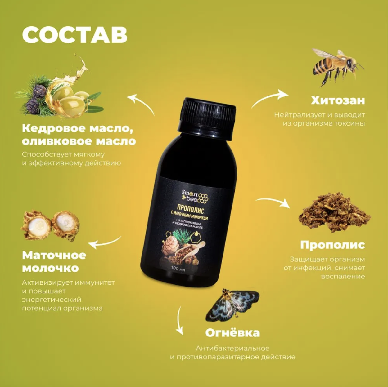 БАД Прополис с маточным молочком на оливковом и кедровом масле (пищевая добавка)