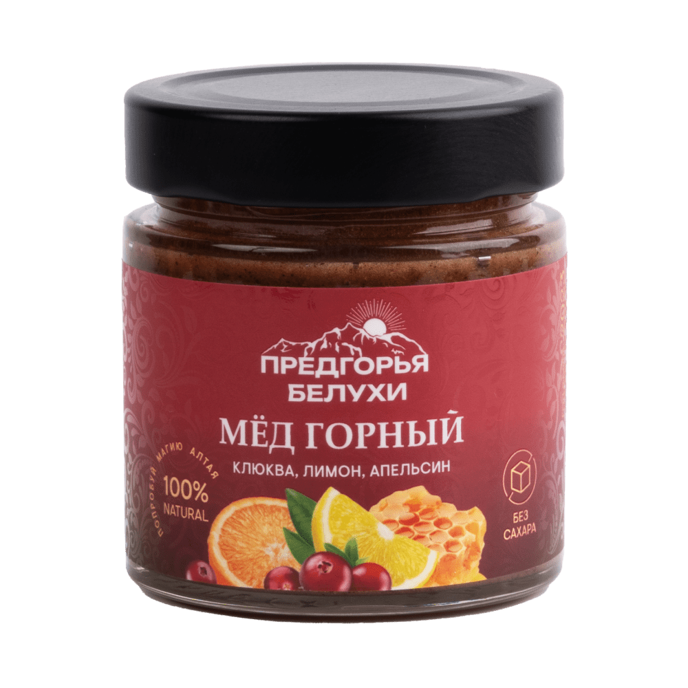 Мёд с клюквой, лимоном и апельсином, 240 г