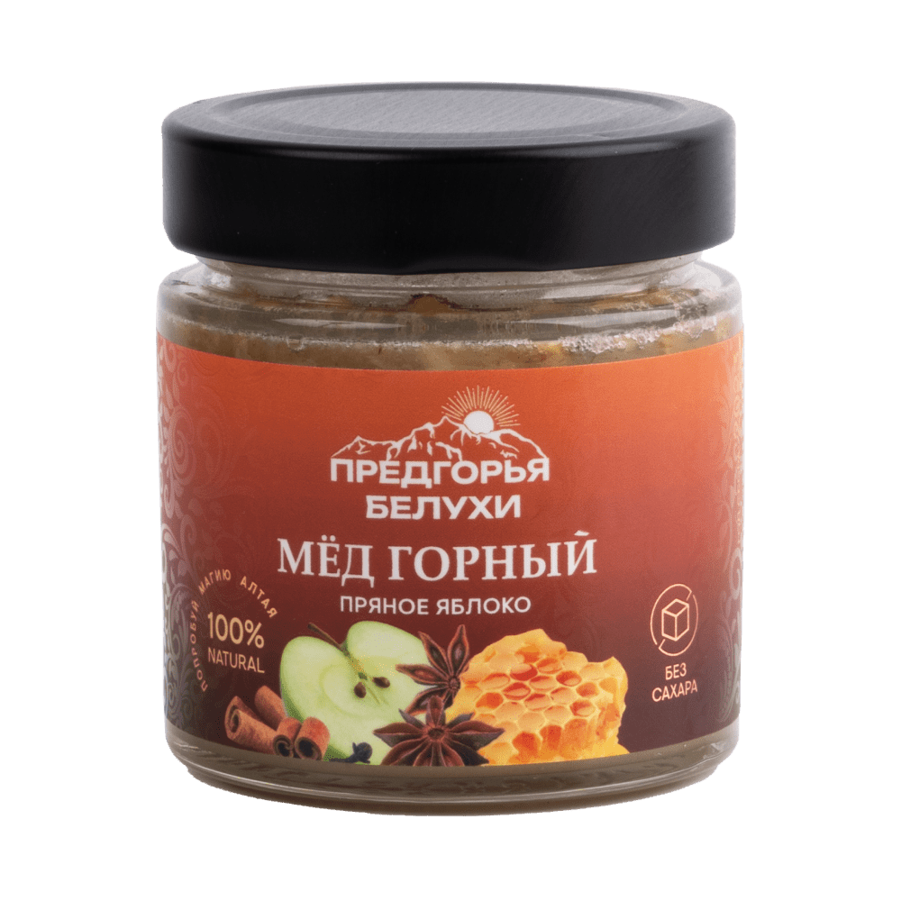 Мёд горный натуральный разнотравье пряное яблоко, 200 г